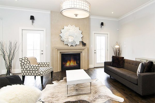cowhide themed living room