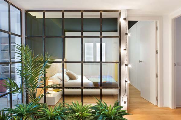 glass wall bedroom